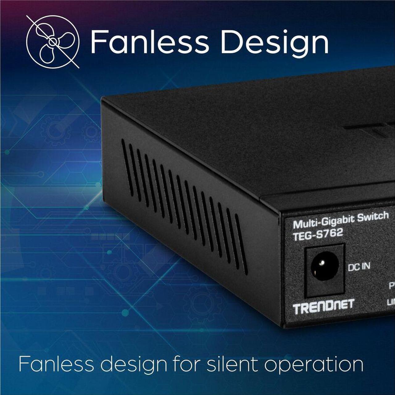 Alt view image 7 of 13 - TRENDnet 6-Port 10G Switch, 4 x 2.5G RJ-45 Base-T Ports, TEG-S762, 2 x 10G RJ-45 Ports, 60Gbps Switching Capacity, Wall Mountable, Ethernet Splitter