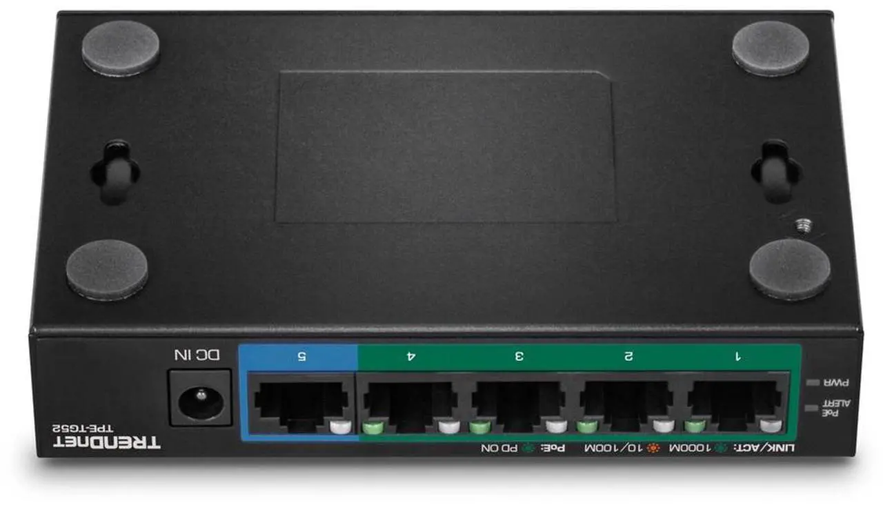 Alt view image 2 of 5 - TRENDnet 5-Port Gigabit PoE+ Switch, 32W PoE Power Budget, 10Gbps Switching Capacity, IEEE 802.1p QoS, DSCP Pass-Through Support, Fanless, Wall Mountable, Lifetime Protection, Black, TPE-TG52
