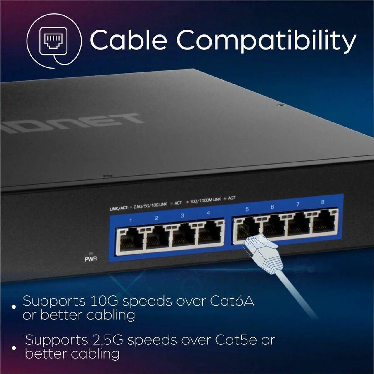 Alt view image 4 of 9 - TRENDnet 8-Port 10G Switch, TEG-S708, 8 x 10G RJ-45 Ports, 160Gbps Switching Capacity Rack mountable, Ethernet Splitter, NDAA & TAA Compliant, Lifetime Protection, Black