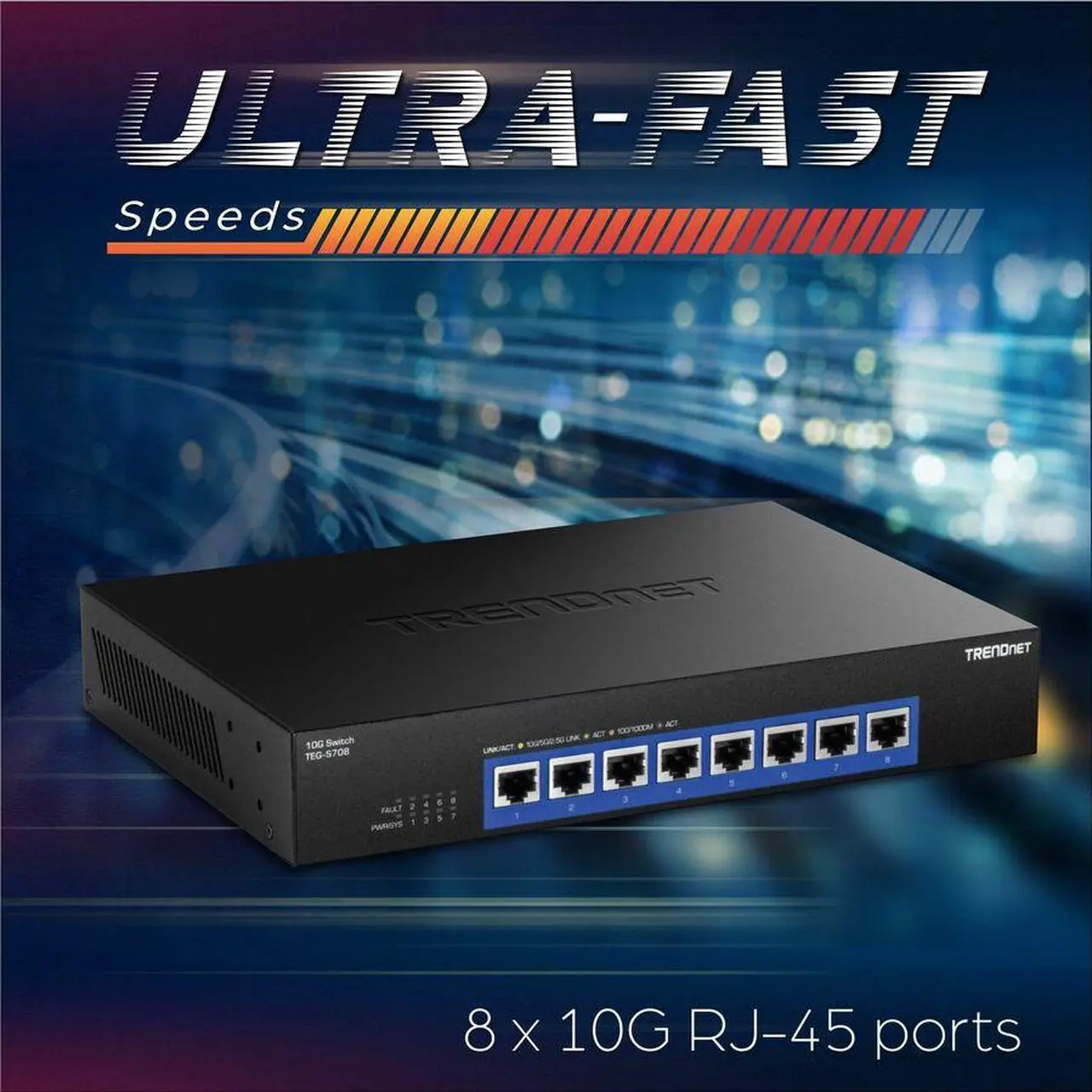 Alt view image 7 of 9 - TRENDnet 8-Port 10G Switch, TEG-S708, 8 x 10G RJ-45 Ports, 160Gbps Switching Capacity Rack mountable, Ethernet Splitter, NDAA & TAA Compliant, Lifetime Protection, Black