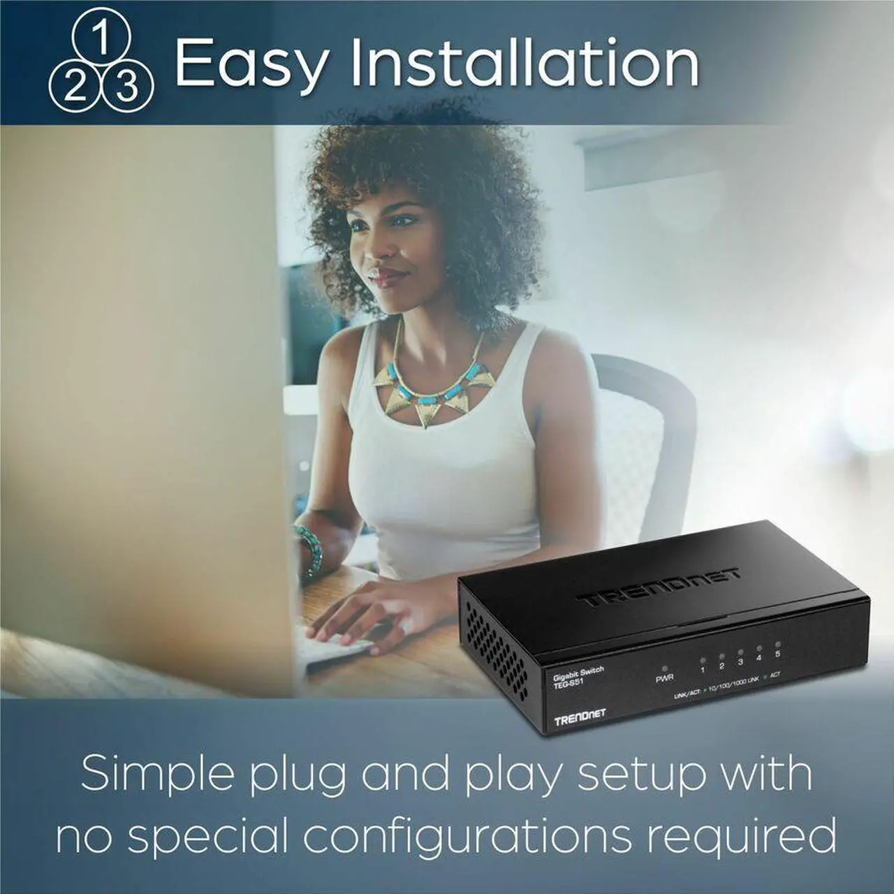 Alt view image 5 of 8 - TRENDnet 5-Port Gigabit Desktop Switch, TEG-S51, 5 x Gigabit RJ-45 Ports, 10Gbps Switching Capacity, Fanless Design, Metal Enclosure, Lifetime Protection, Black