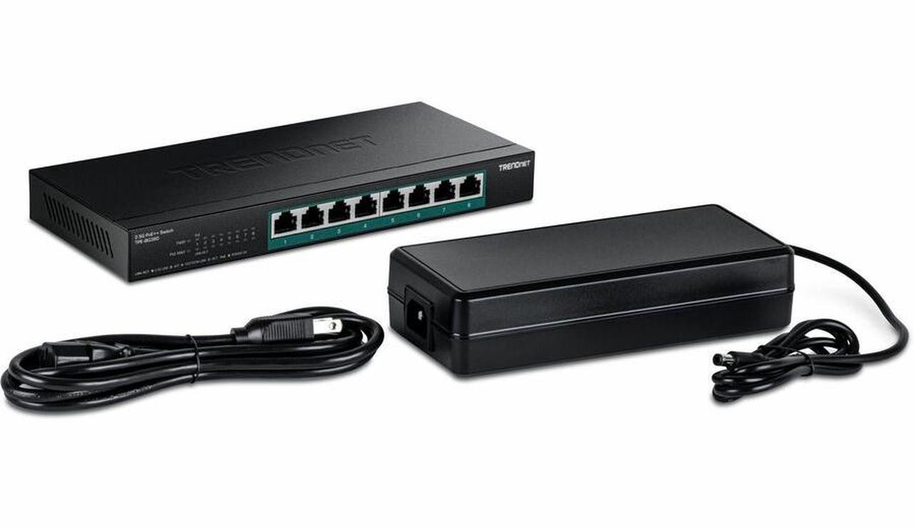 Alt view image 5 of 6 - TRENDnet 8-Port 2.5G PoE++ Switch, TPE-BG380, 8 x 2.5GB PoE++ Ports, 230W Poe Power Budget, 40Gbps Switching Capacity, NDAA + TAA Compliant, Lifetime TRENDnet Protection
