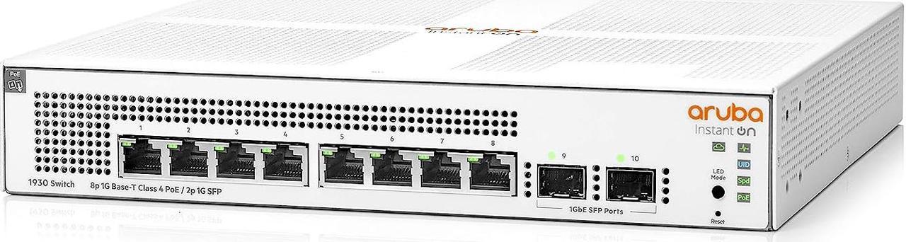 HPE Instant On 1930 8-Port PoE Gb Ethernet 8xGE PoE (124W), 2X 1G SFP, L2+ Smart Switch US Cord (JL681A#ABA)