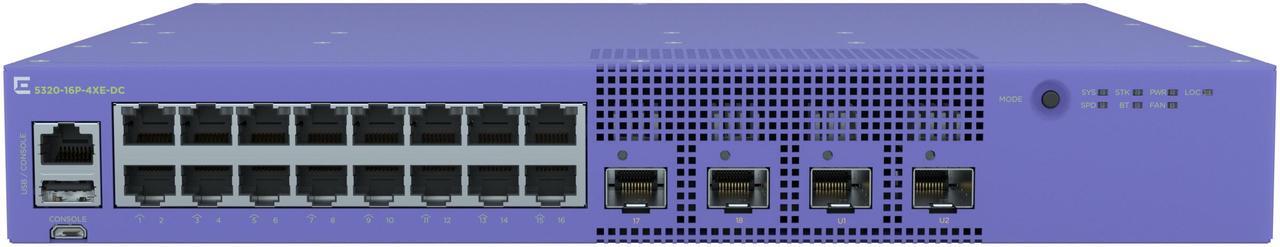 Alt view image 4 of 5 - Extreme Networks 5320 16-Port 30W PoE Switch w/ AC power, 4 x 1/10Gb SFP+ uplink ports | 5320-16P-4XE