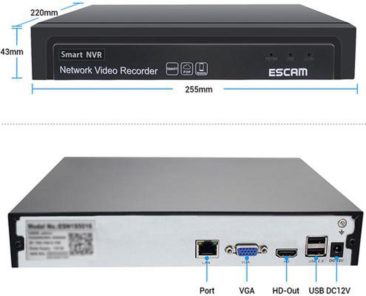 Alt view image 3 of 6 - ESCAM K716 H.265 Video Surveillance NVR Recorder 8CH 16CH 5MP 4MP 2MP Output Motion Detect ONVIF Recorder for IP Camera Metal Case