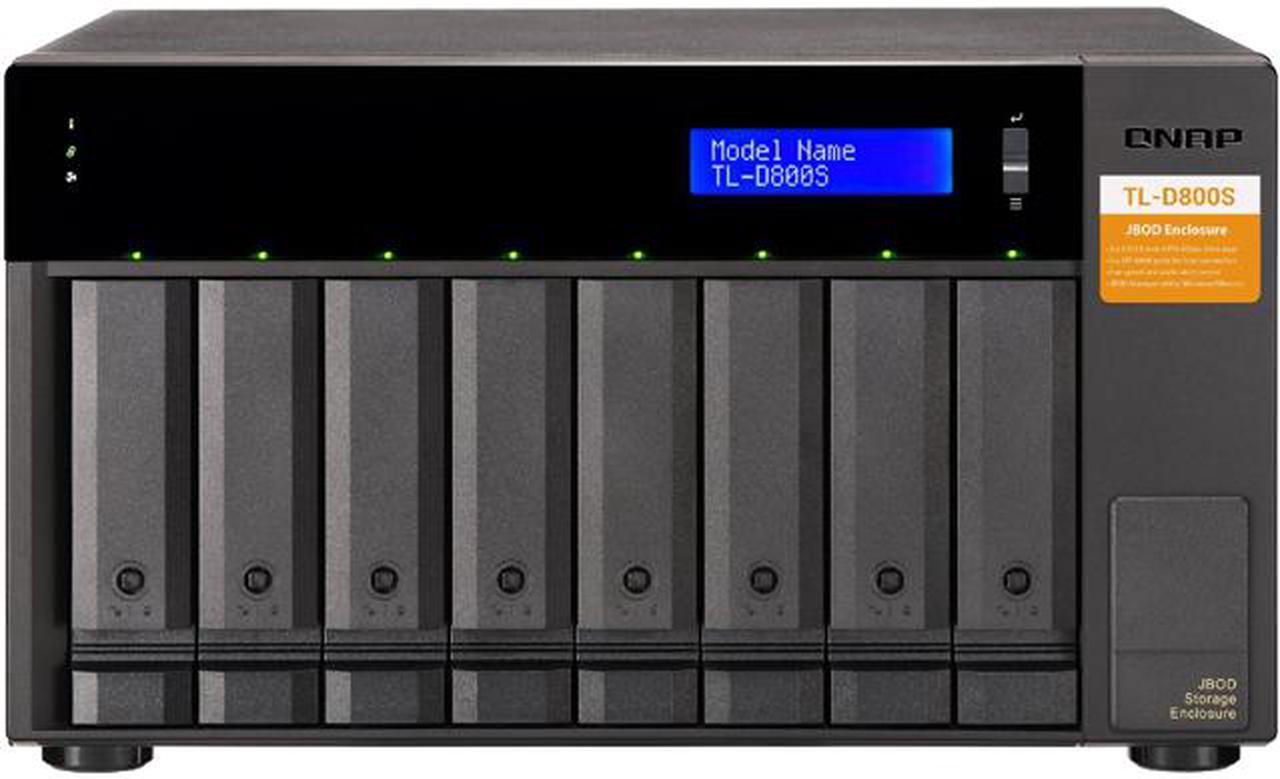 QNAP TL-D800S Drive Enclosure SATA/600 - Mini-SAS Host Interface Tower - 8 x HDD Supported - 8 x SSD Supported - 8 x Total Bay - 8 x 2.5"/3.5" Bay