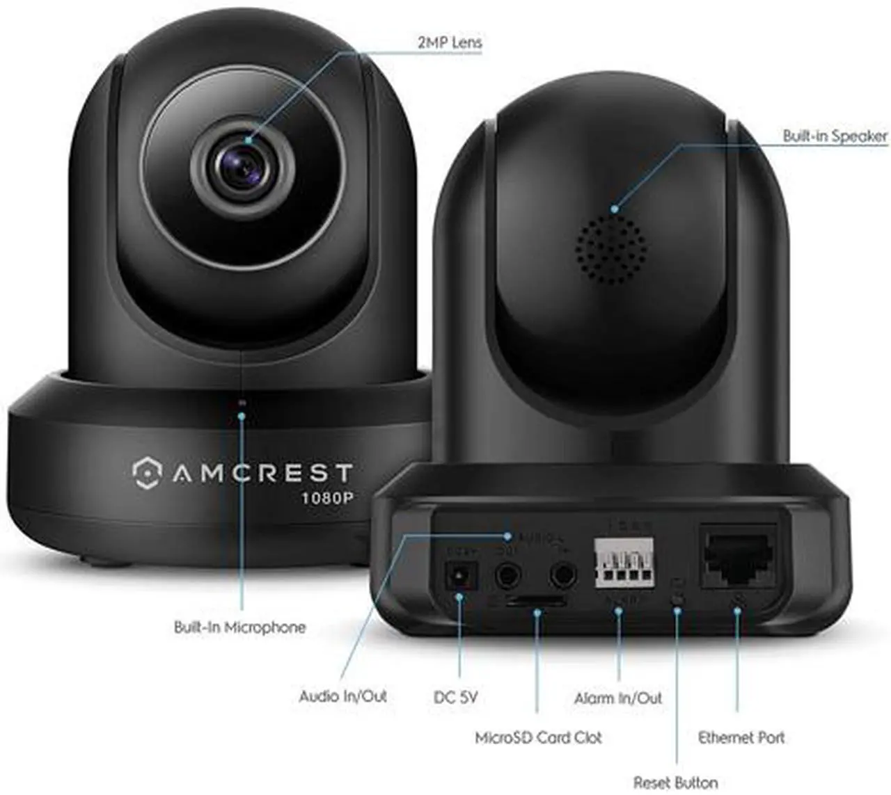 Alt view image 3 of 5 - Amcrest ProHD 1080P WiFi Camera 2MP (1920TVL) Indoor Pan/Tilt Security Wireless IP Camera IP2M-841B (Black)