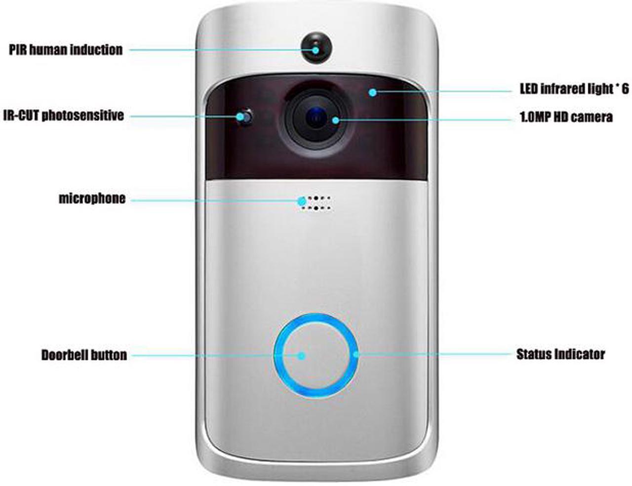 V5 Video Doorbell Smart IP Camera WIFI Wireless Security Door Phone Bell Camera Visual Recording Home Monitor Doorbell