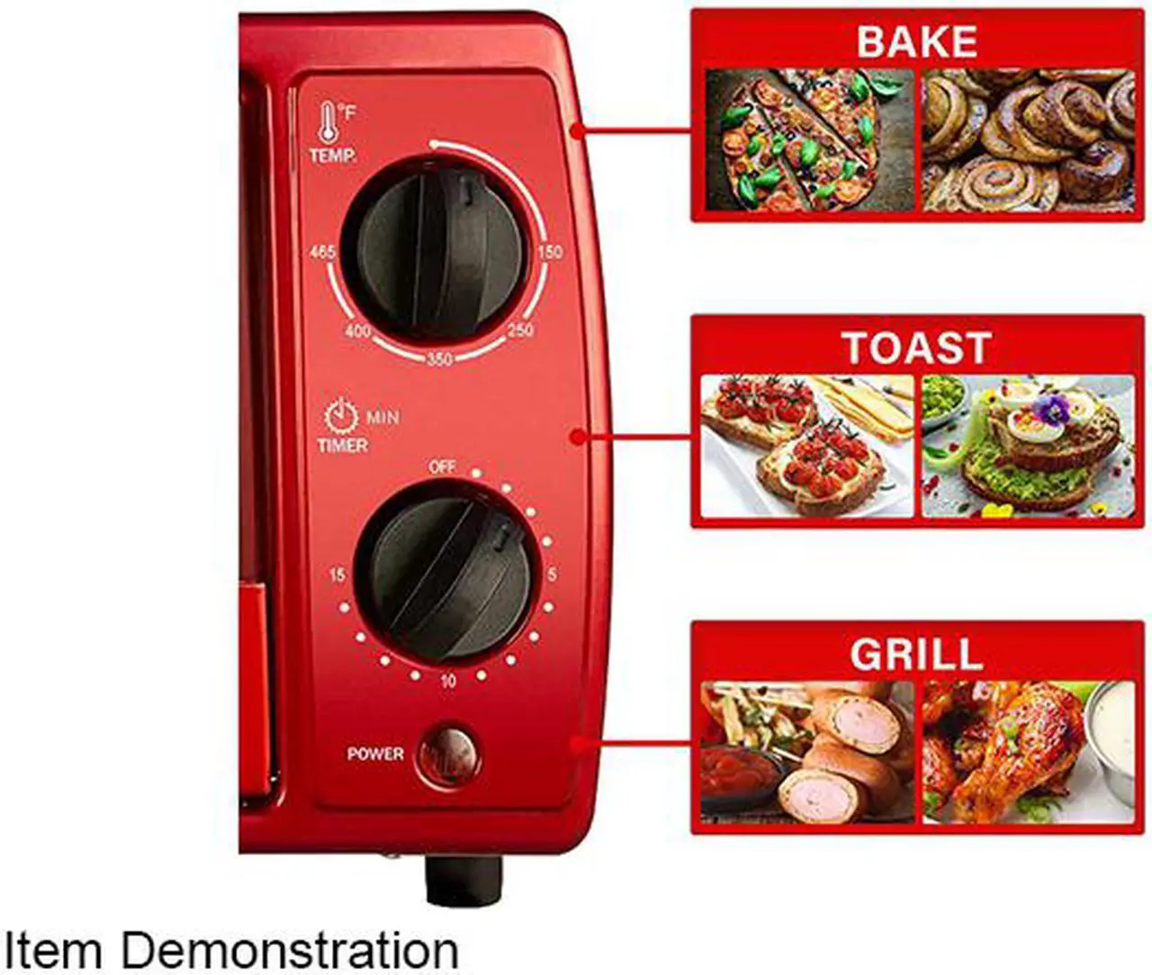Alt view image 4 of 7 - Brentwood TS-345R Stainless Steel 4 Slice Toaster Oven, Ruby Red