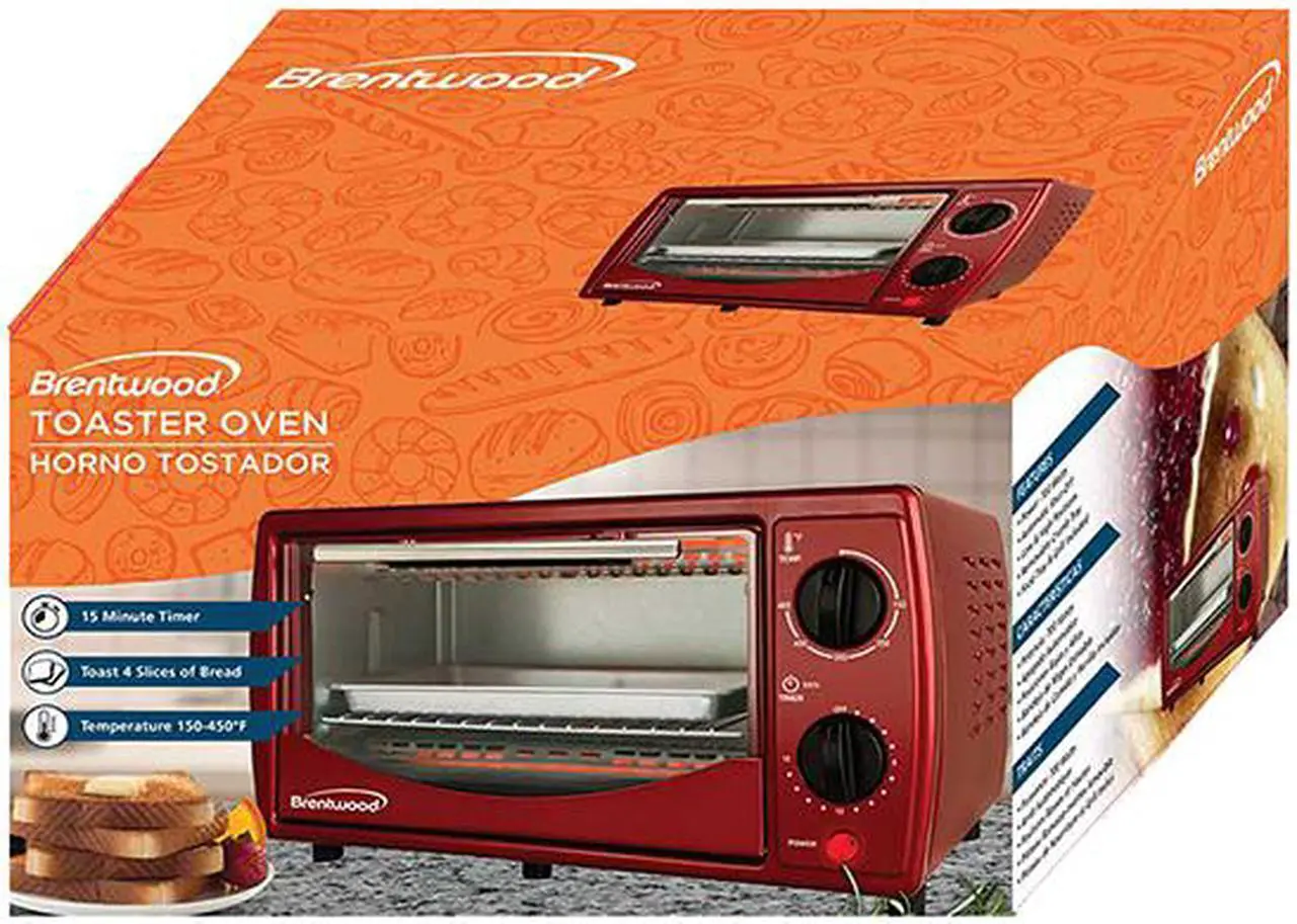 Alt view image 7 of 7 - Brentwood TS-345R Stainless Steel 4 Slice Toaster Oven, Ruby Red