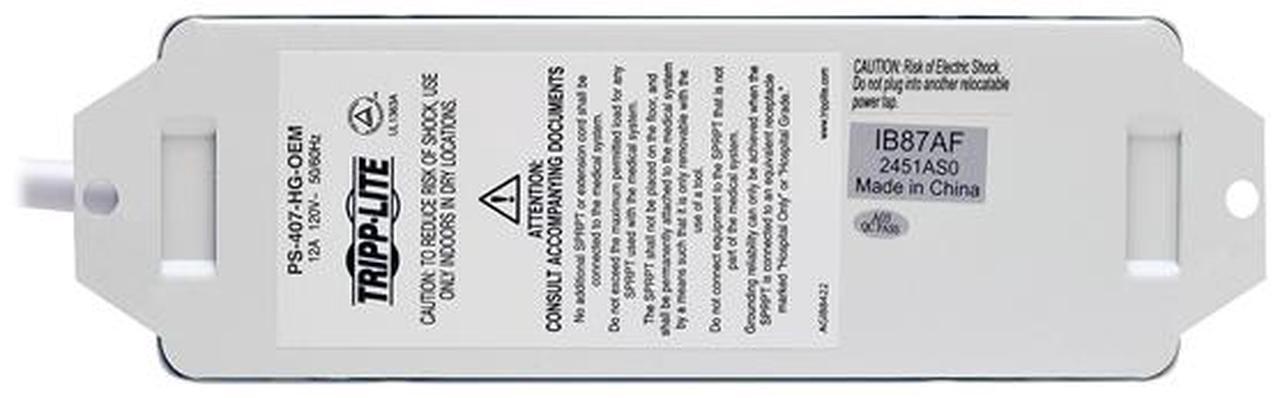 Alt view image 4 of 5 - TRIPP LITE MASTER-POWER PS-407-HG-OEM 4OUT POWER STRIP MEDICAL HG