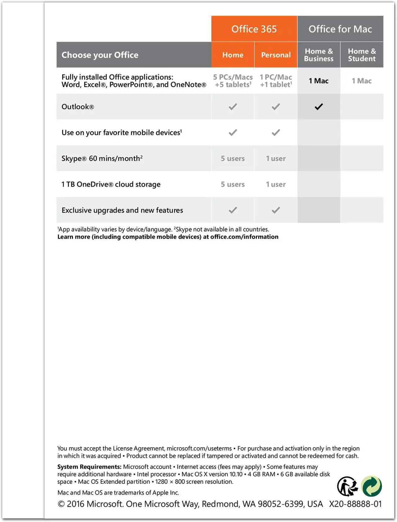 Alt view image 2 of 2 - Microsoft Office Home and Business 2016 for Mac | Mac Key Card