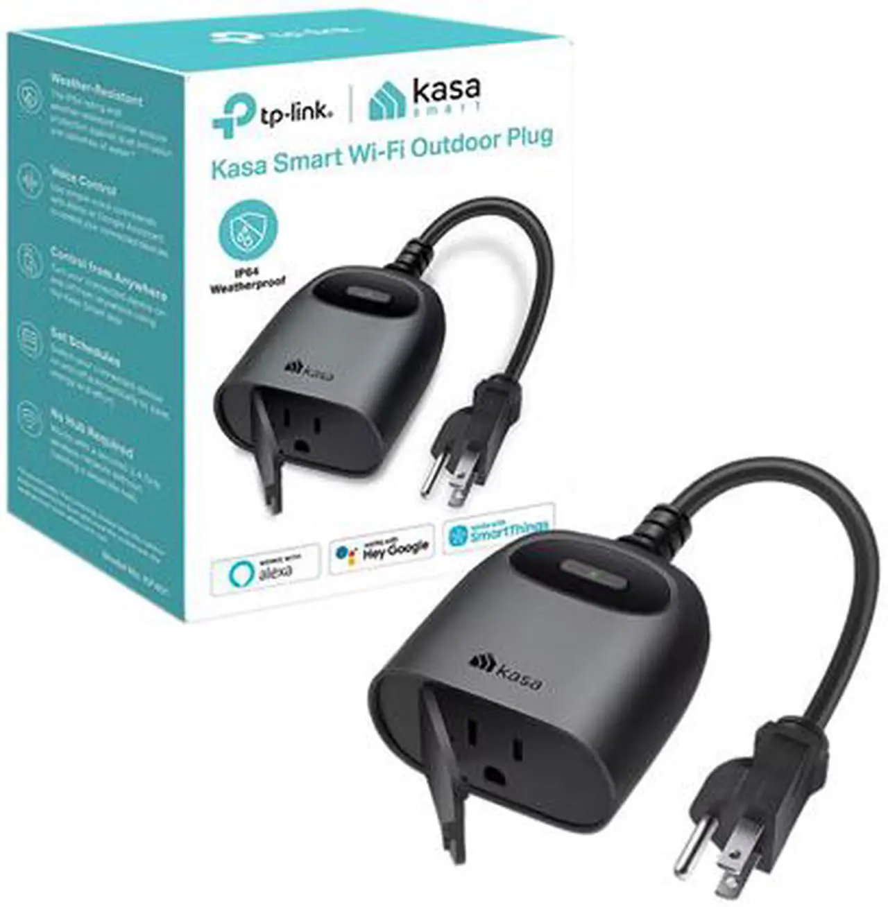 Alt view image 7 of 7 - Kasa Outdoor Smart Dimmer Plug, IP64 Plug- in Dimmer for Outdoor String Lights, Compatible with Alexa, Google Assistant & SmartThings, Long Wi-Fi Range 2.4Ghz, No Hub Required, ETL Certified (KP405)