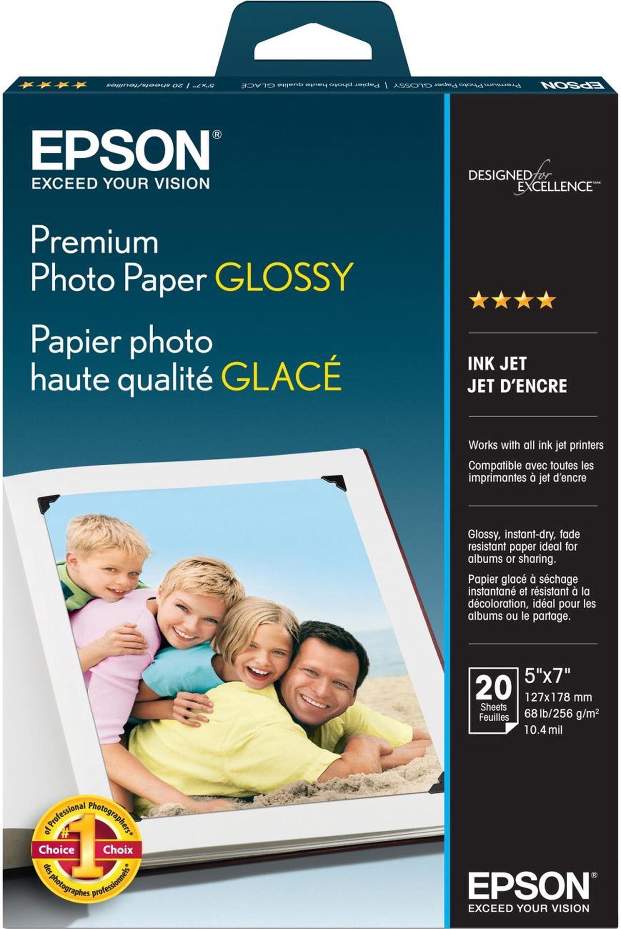 Epson S041464 Photo Paper 5" x 7" - High Gloss - 92 Brightness - 20 Sheet - White