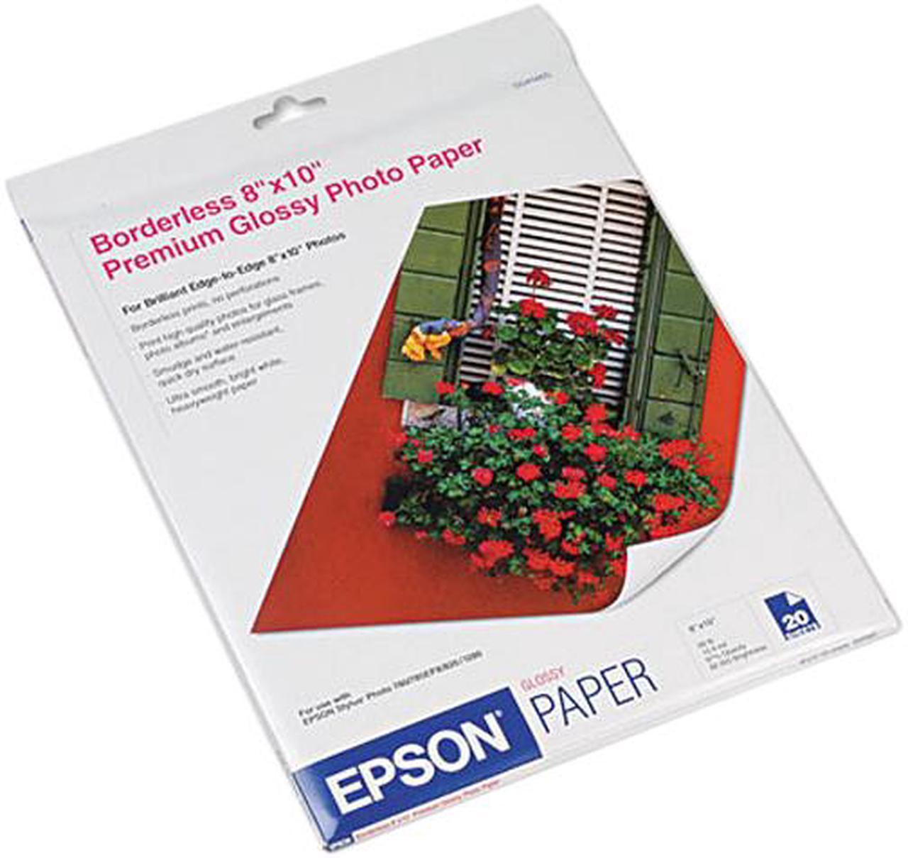 Epson S041465 Premium Photo Paper 8" x 10" - High Gloss - 92 Brightness - 20 Sheet - White