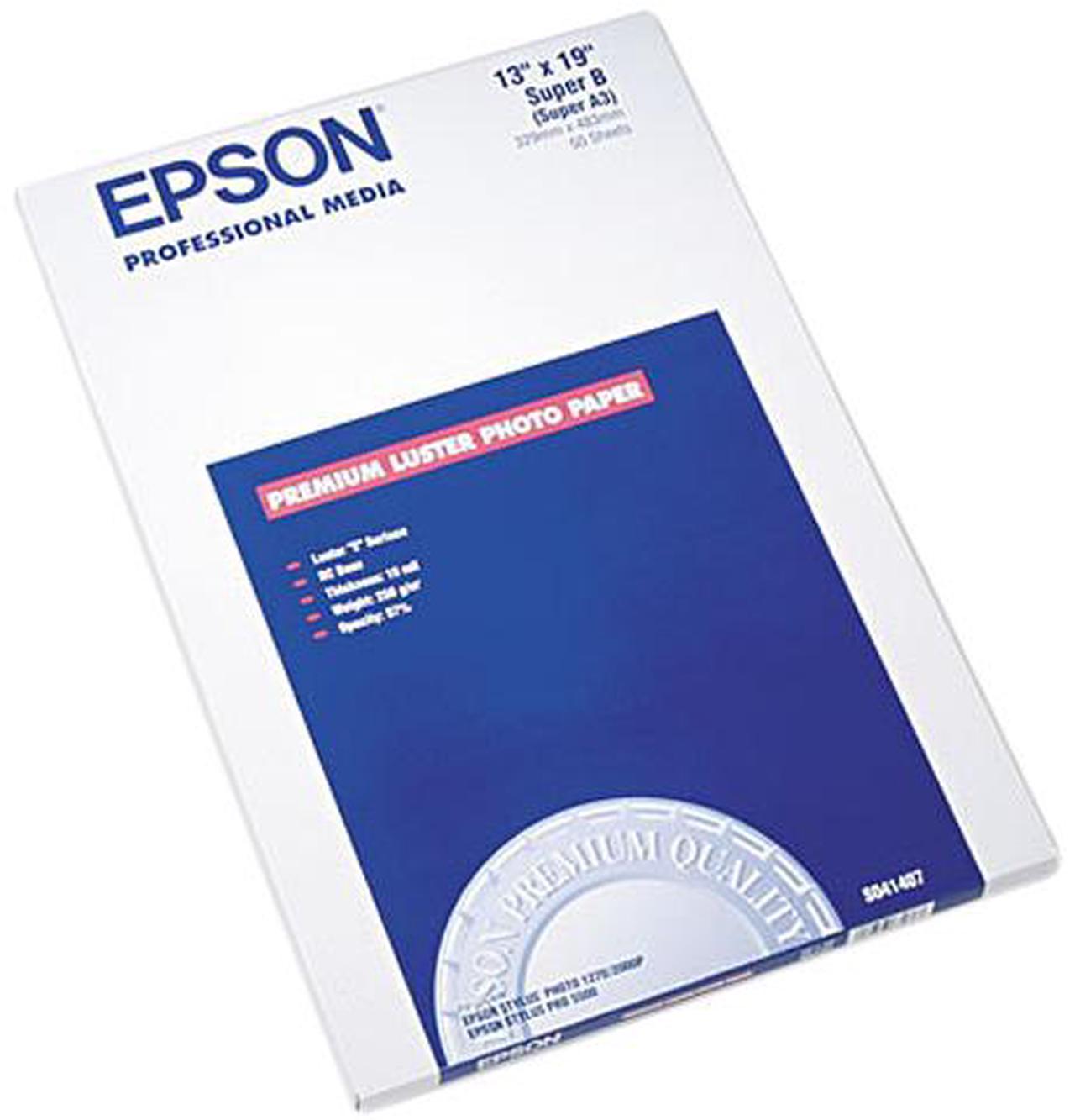 Epson S041407 Photo Paper Super B - 13" x 19" - Luster - 97 Brightness - 50 Sheet