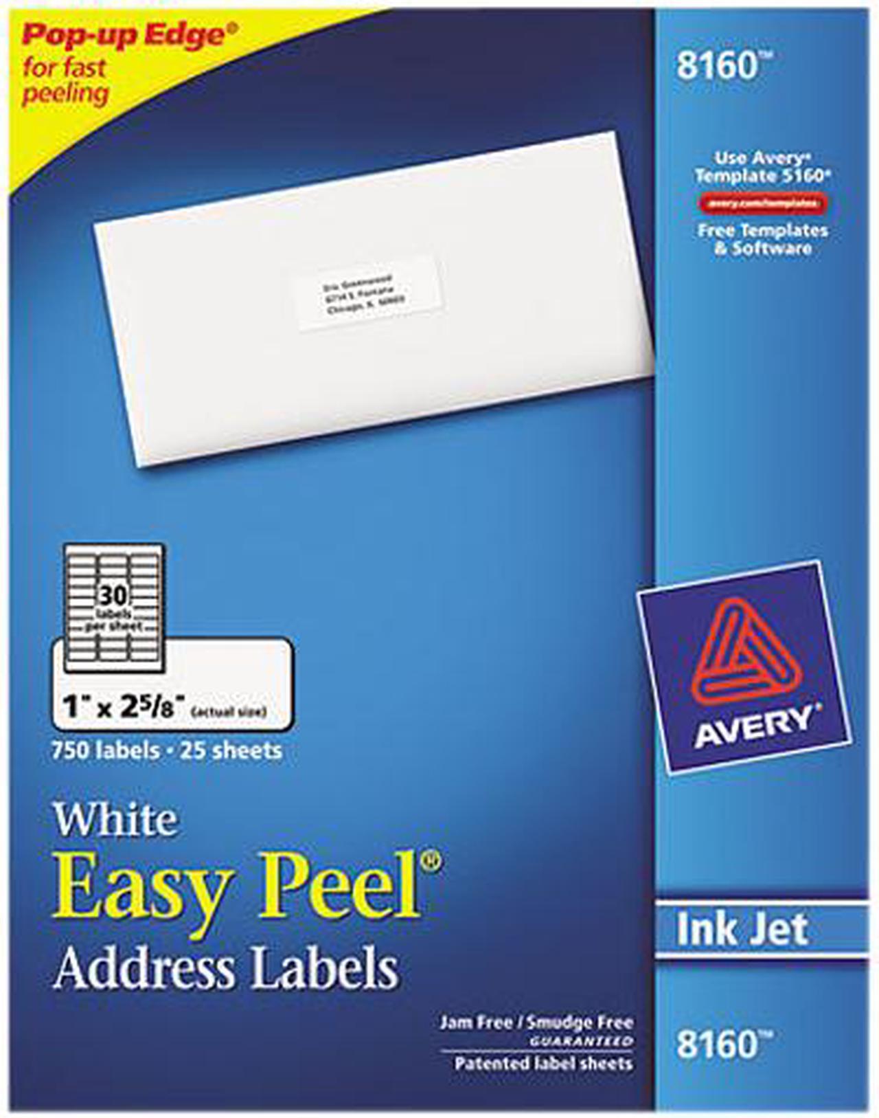Main image of Avery Easy Peel Address Labels, Sure Feed Technology, Permanent Adhesive, 1" x 2-5/8", 750 Labels (8160)