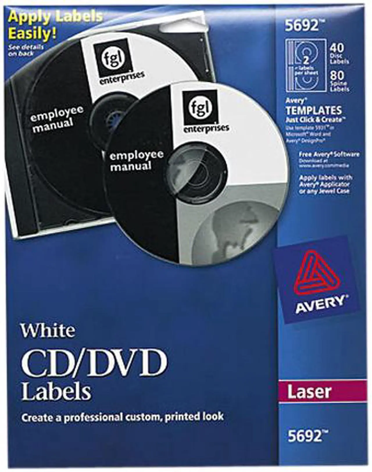 Main image of Avery Laser CD Labels Matte White 40/Pack 5692