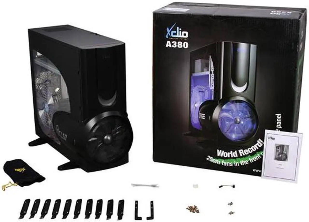 Alt view image 10 of 10 - XCLIO A380BK Fully Black SECC 1.0mm thickness ATX Full Tower Computer Case