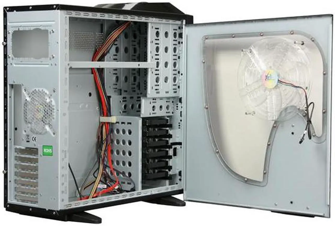 Alt view image 9 of 14 - XCLIO A380COLOR Fully Black 1.0 mm SECC / ABS Plastic ATX Full Tower Computer Case