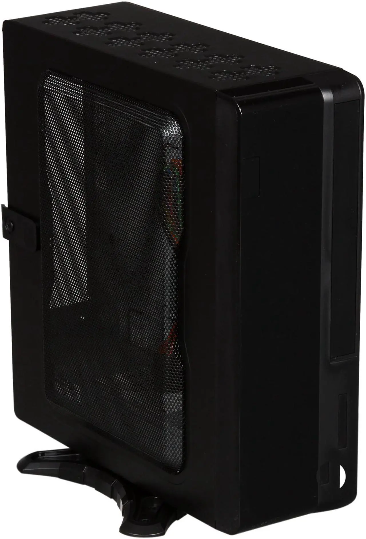 Alt view image 9 of 11 - IN WIN IW-BQ656T.AD80TBLR, Mini ITX case w/ AD80A7-2 T power supply, w/ external remote that has USB 2.0 and Audio(HD) ports, comes with plastic mounting bracket that can be used as a stand or mounted at the back of the monitors.
