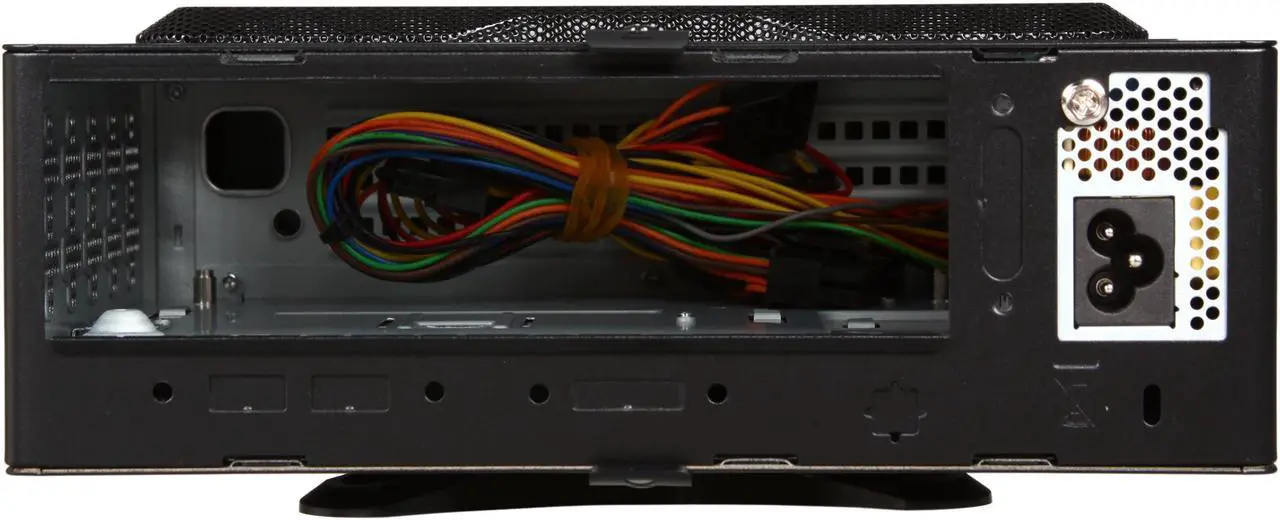 Alt view image 4 of 11 - IN WIN IW-BQ656T.AD80TBLR, Mini ITX case w/ AD80A7-2 T power supply, w/ external remote that has USB 2.0 and Audio(HD) ports, comes with plastic mounting bracket that can be used as a stand or mounted at the back of the monitors.