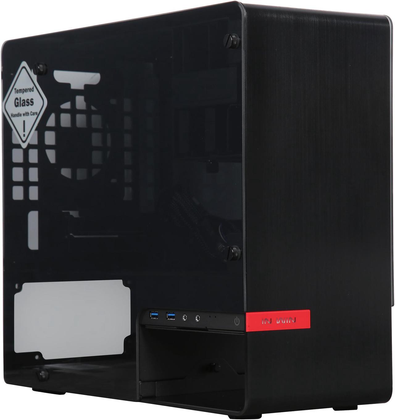 IN WIN 901 Black Aluminum / Tempered Glass Mini-ITX Tower Computer Case Compatible with ATX PS2 / EPS 12V PSU Power Supply