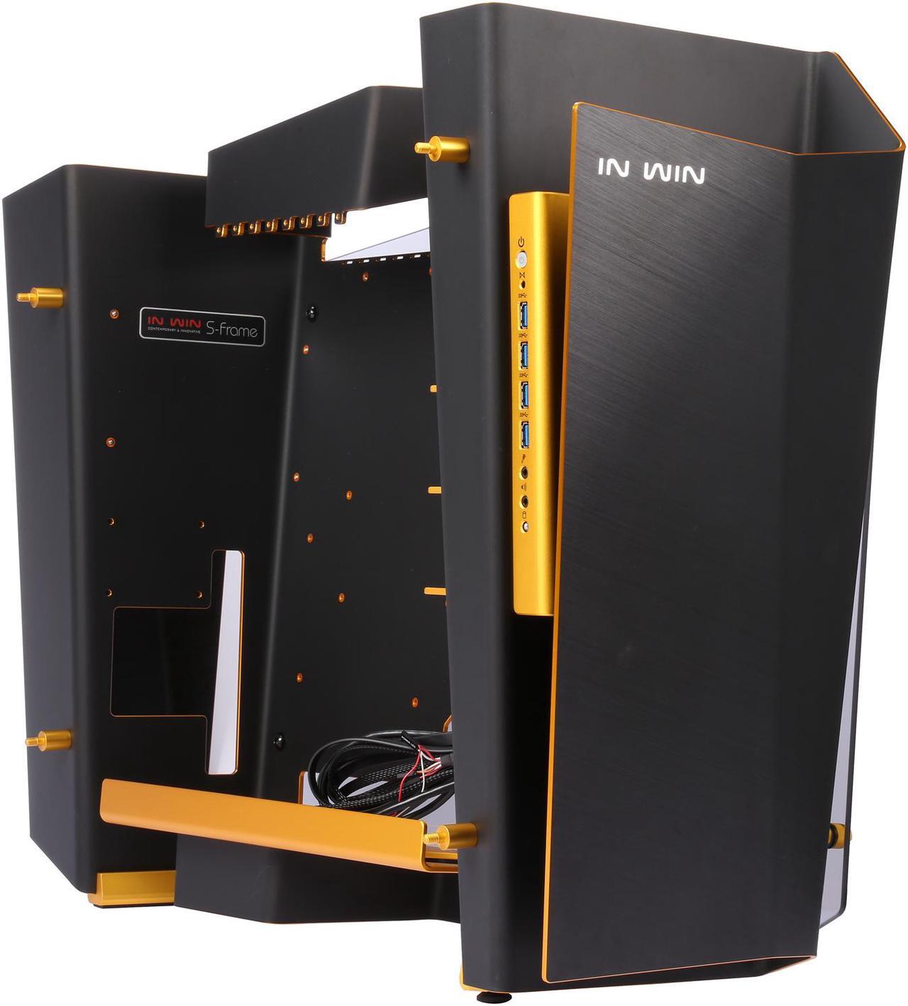Alt view image 8 of 10 - IN WIN S-FRAME (BLACK/GOLD) Black Aluminum / Tempered Glass Open-Air Computer Case Support ATX12V/EPS size(Up to 220mm) Power Supply