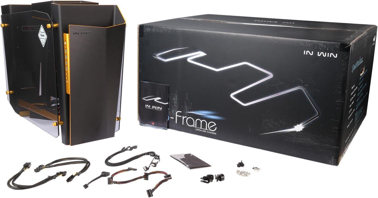 Alt view image 11 of 10 - IN WIN S-FRAME (BLACK/GOLD) Black Aluminum / Tempered Glass Open-Air Computer Case Support ATX12V/EPS size(Up to 220mm) Power Supply