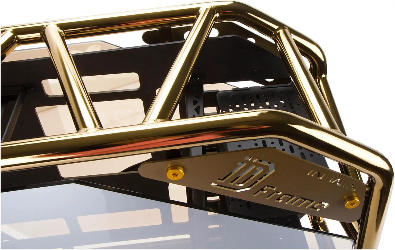 Alt view image 5 of 7 - IN WIN D-Frame 2.0 Black / Gold Platinum Reinforced Steel Tube, Aluminum, Tempered Glass ATX Full Tower Case, including a custom 92% efficiency 1065W full modular power supply