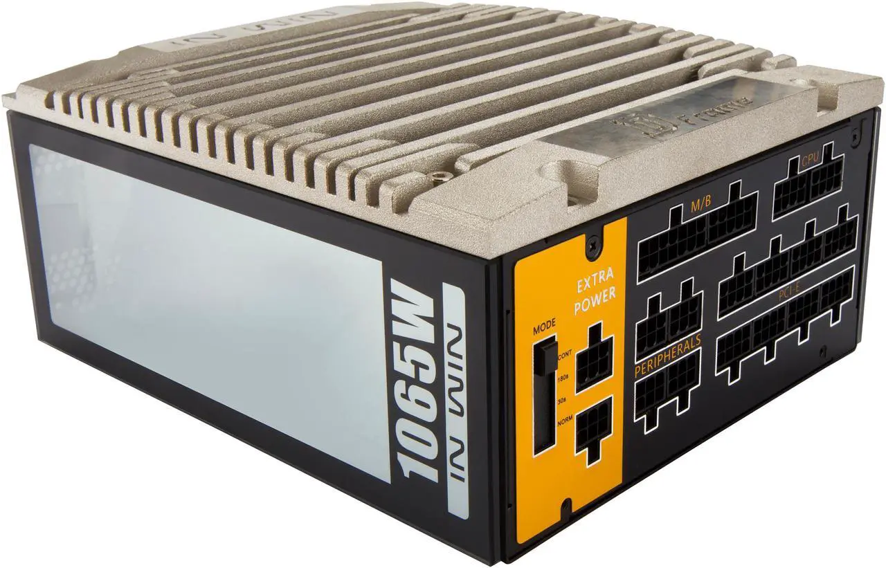 Alt view image 7 of 7 - IN WIN D-Frame 2.0 Black / Gold Platinum Reinforced Steel Tube, Aluminum, Tempered Glass ATX Full Tower Case, including a custom 92% efficiency 1065W full modular power supply
