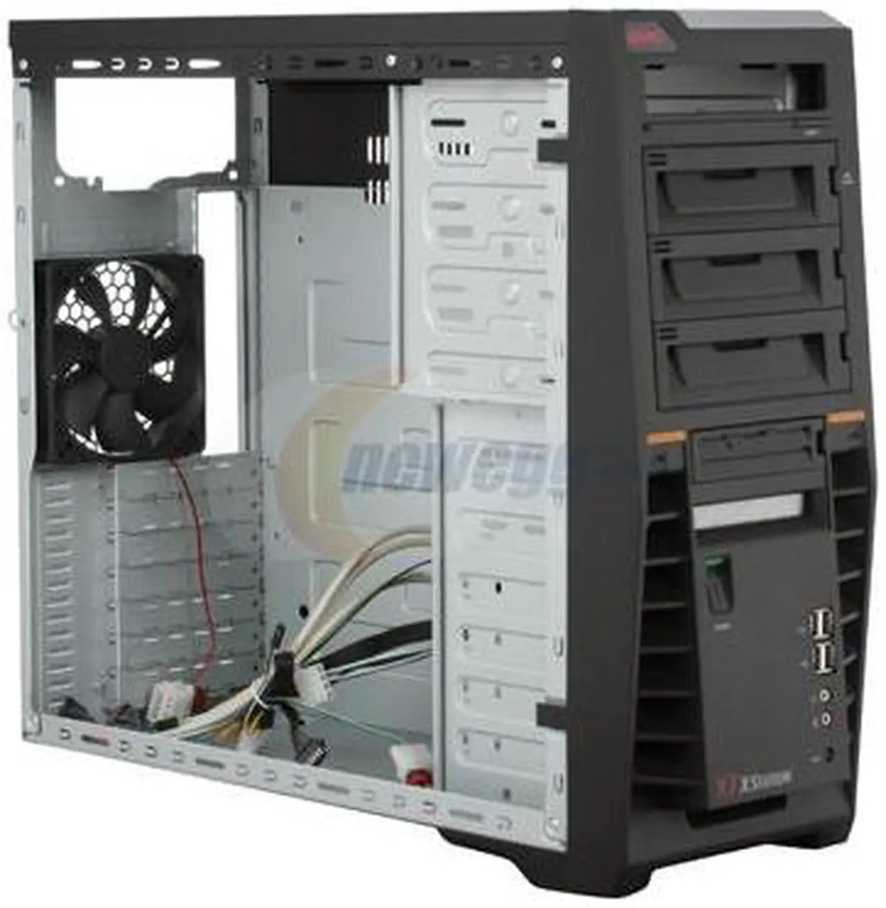 Alt view image 8 of 11 - GMC X-7 Black ABS / SECC steel Gaming ATX Mid Tower Computer Case w/ three fans- 1x 120mm front fan, 1x 120mm rear fan, 1x 80mm side-panel fan