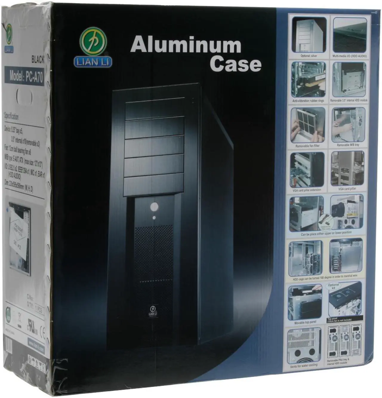 Alt view image 13 of 13 - LIAN LI PC-A70B Black Aluminum ATX Full Tower Computer Case