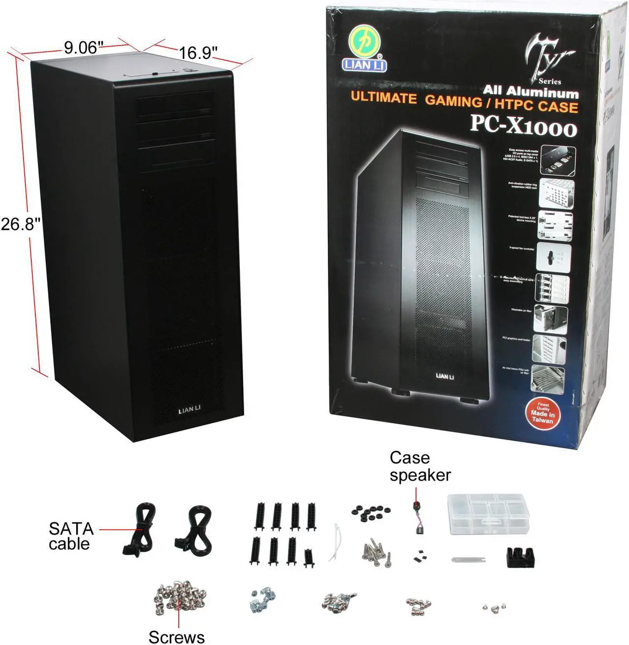 Alt view image 10 of 10 - LIAN LI PC-X1000 Black Aluminum ATX Mid Tower Computer Case
