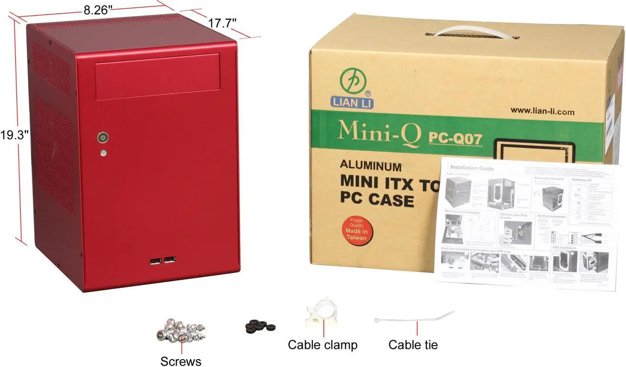 Alt view image 8 of 8 - LIAN LI PC-Q07R Red Aluminum Mini-ITX Tower Computer Case