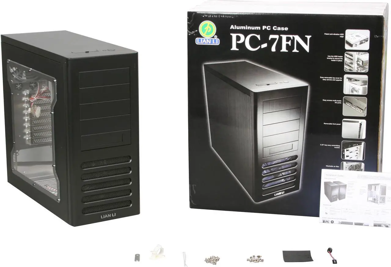 Alt view image 10 of 10 - LIAN LI PC-7FNW Black Aluminum ATX Mid Tower Computer Case