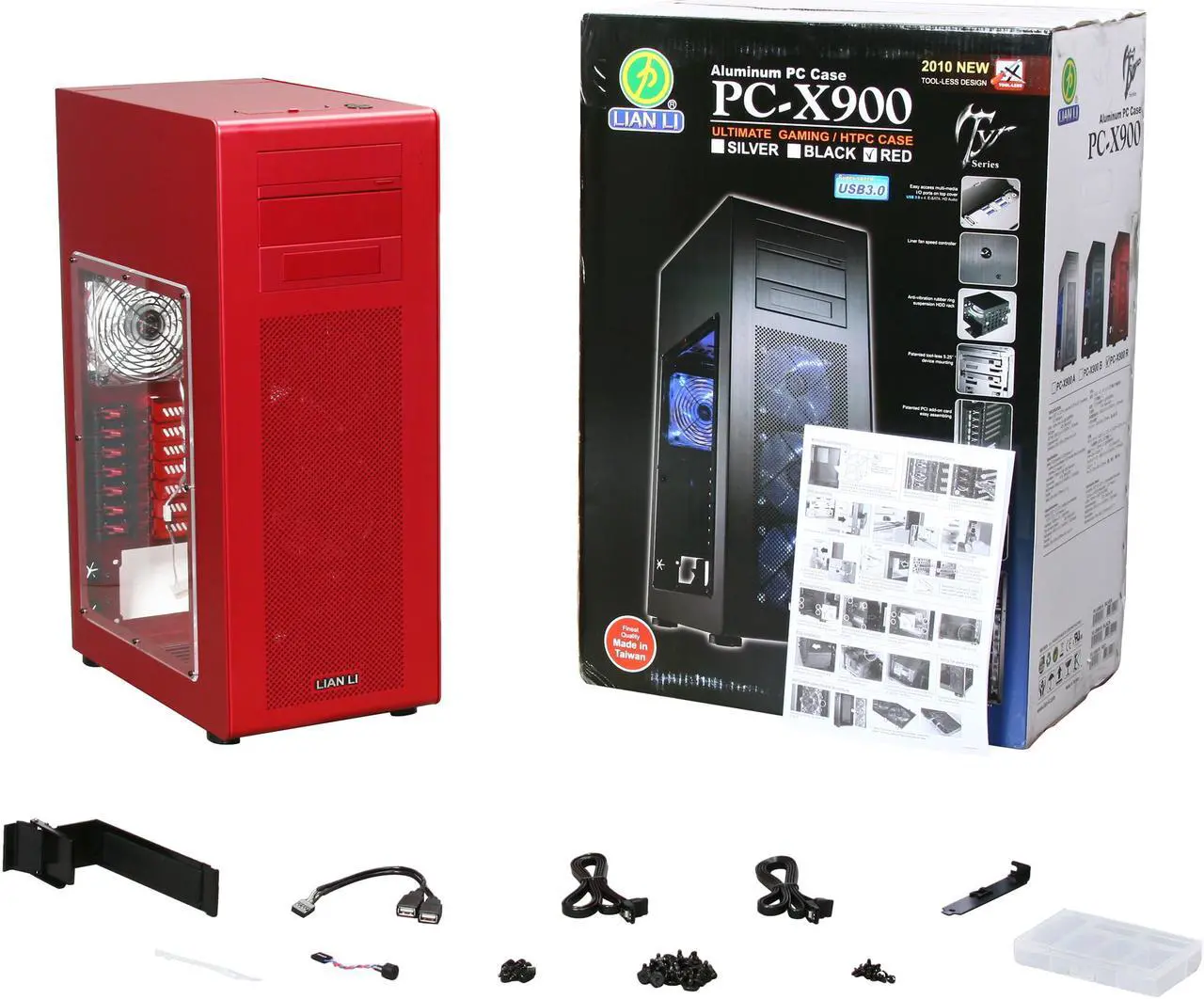 Alt view image 10 of 10 - LIAN LI PC-X900R Red Aluminum ATX Mid Tower Computer Case
