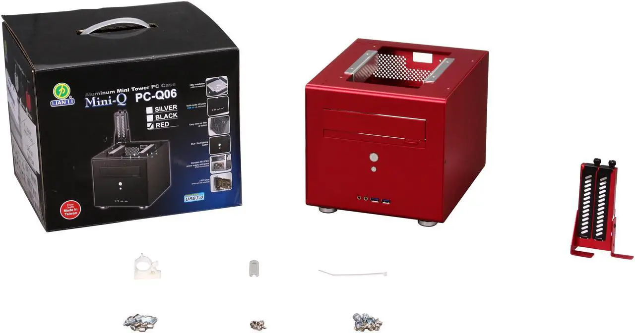 Alt view image 6 of 6 - LIAN LI PC-Q06R Red Aluminum Mini-ITX Test Bench Computer Case
