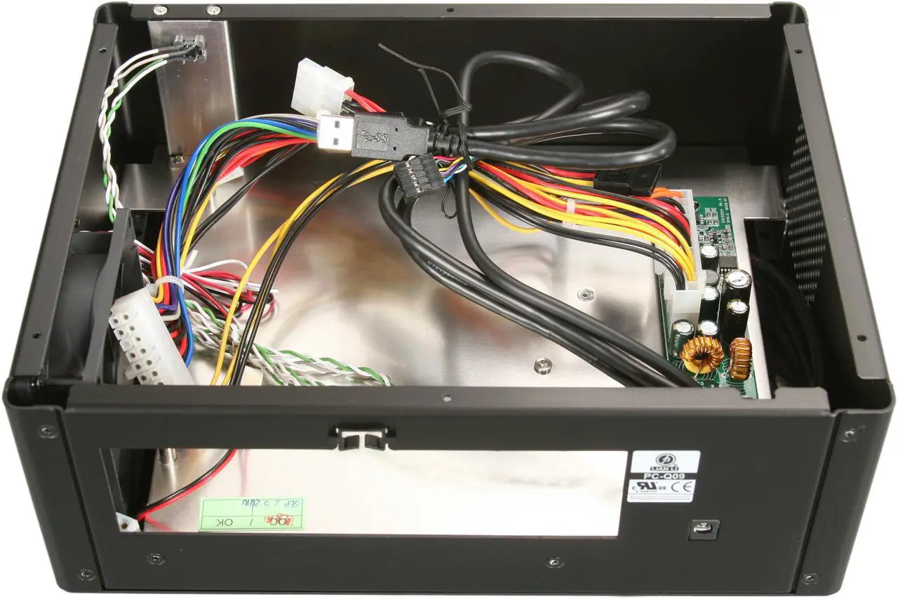 Alt view image 5 of 7 - LIAN LI PC-Q09B Black Aluminum Mini-ITX Desktop Computer Case 110W Adapter Power Supply