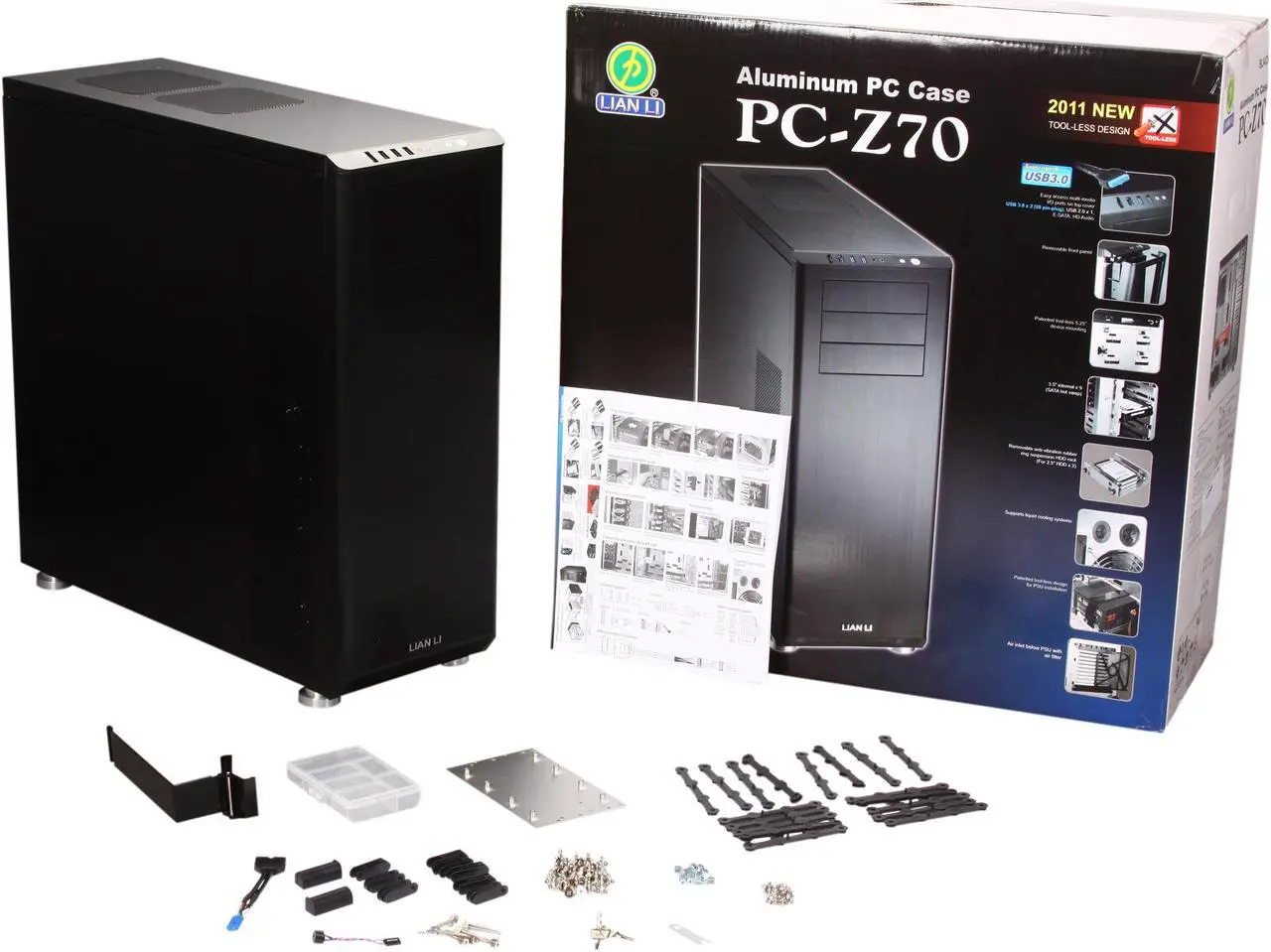 Alt view image 10 of 10 - LIAN LI PC-Z70B Black Aluminum ATX Full Tower Computer Case