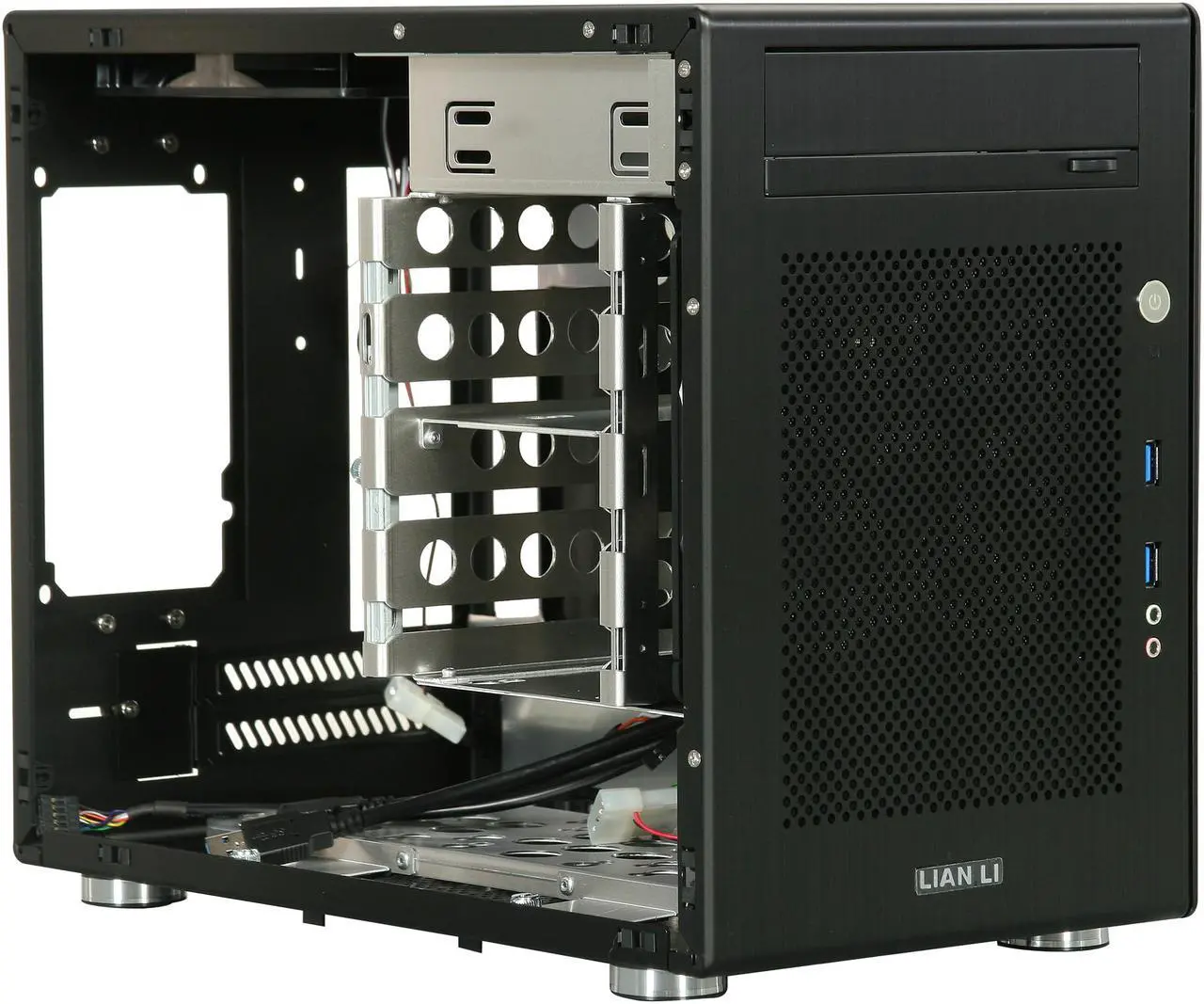 Alt view image 7 of 11 - LIAN LI Black Aluminum PC-Q18B Mini ITX Media Center / HTPC Case