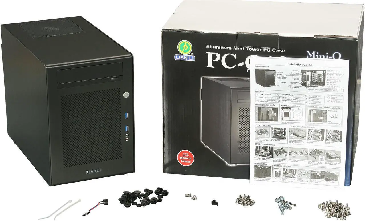 Alt view image 11 of 11 - LIAN LI Black Aluminum PC-Q18B Mini ITX Media Center / HTPC Case