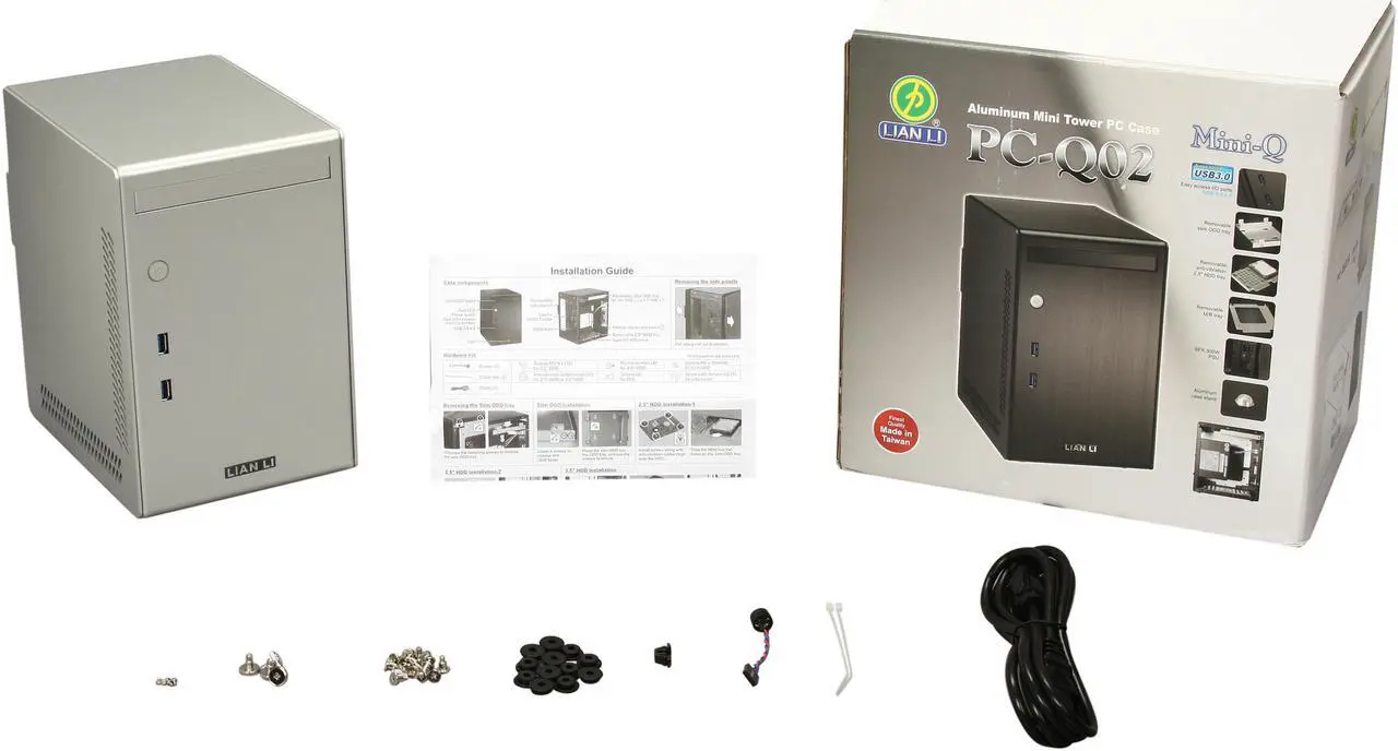 Alt view image 9 of 9 - LIAN LI PC-Q02A Silver Aluminum Mini-ITX Tower Computer Case 300W 80-PLUS Power Supply