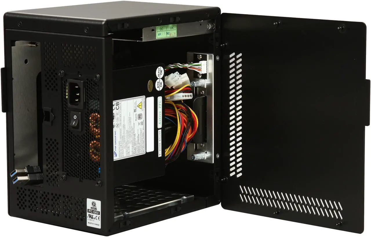 Alt view image 5 of 9 - LIAN LI PC-Q02B Black Aluminum Mini-ITX Tower Computer Case 300W 80-PLUS Power Supply