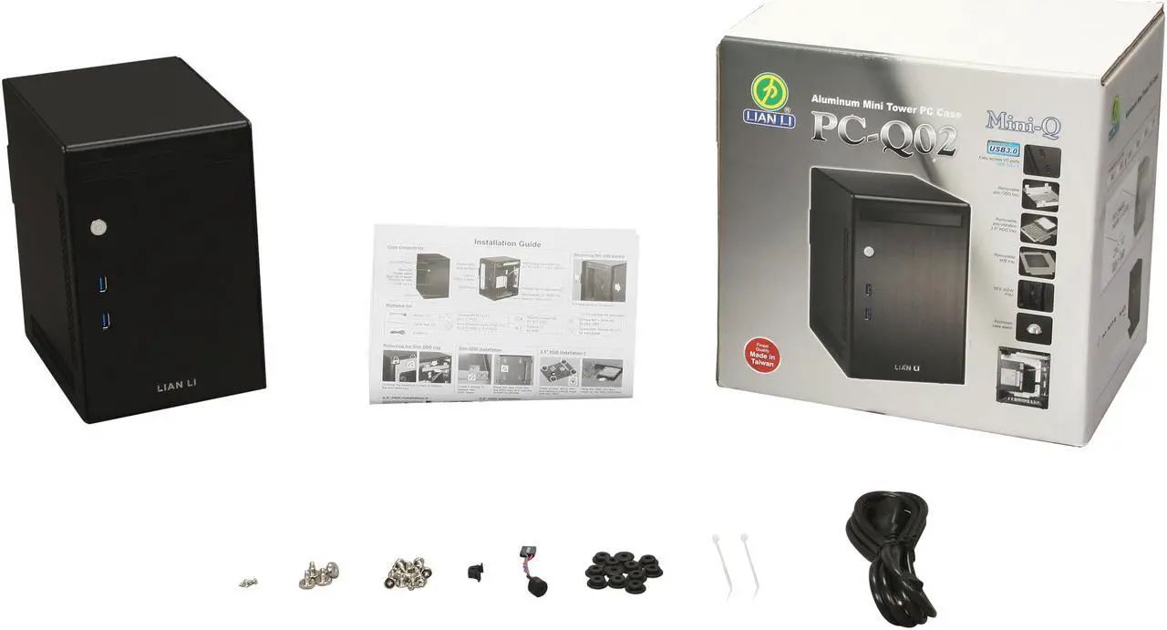 Alt view image 9 of 9 - LIAN LI PC-Q02B Black Aluminum Mini-ITX Tower Computer Case 300W 80-PLUS Power Supply