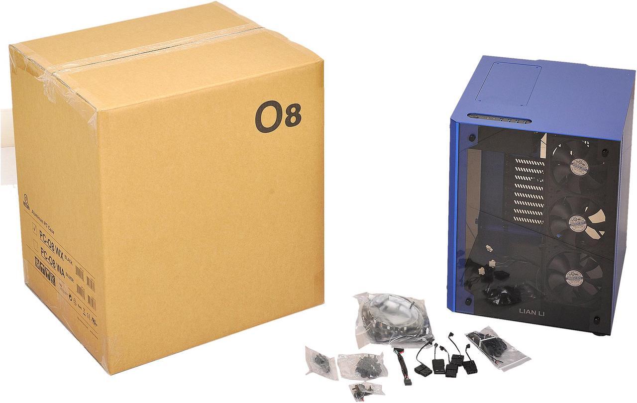 Alt view image 8 of 8 - LIAN LI PC-O8WBU Blue Aluminum ,and Tempered glass Computer Case