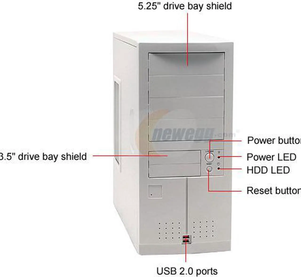 Alt view image 2 of 8 - Enlight 72500SZ Beige Steel ATX Mid Tower Computer Case