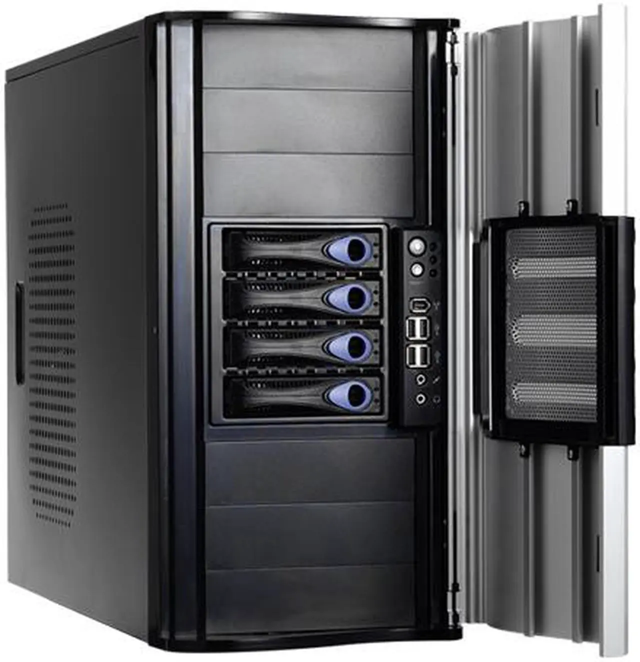 Alt view image 4 of 8 - COOLER MASTER iTower RC-930-SKN1-GP Silver SECC Body, Aluminum Bezel with Hot-Swappable Drive Bays ATX Mid Tower Computer Case