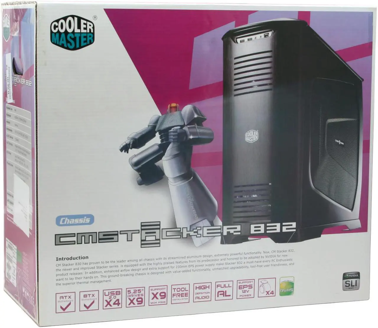 Alt view image 19 of 19 - Cooler Master Stacker RC-832-KKN1-GP Black Aluminum ATX Full Tower Computer Case
