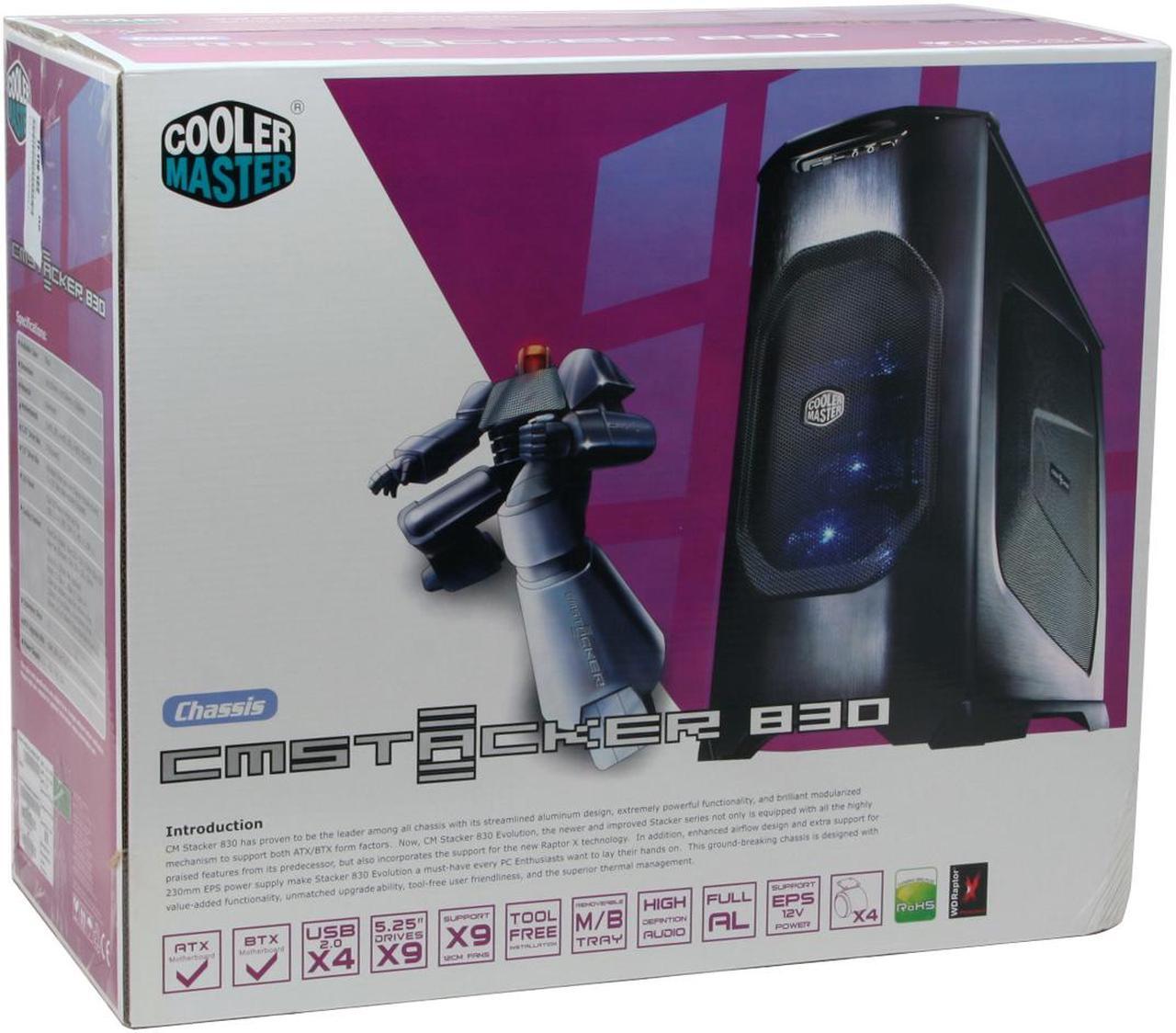 Alt view image 19 of 20 - Cooler Master Stacker 830 Evolution RC-830-KKN3-GP Black Aluminum ATX Full Tower Computer Case